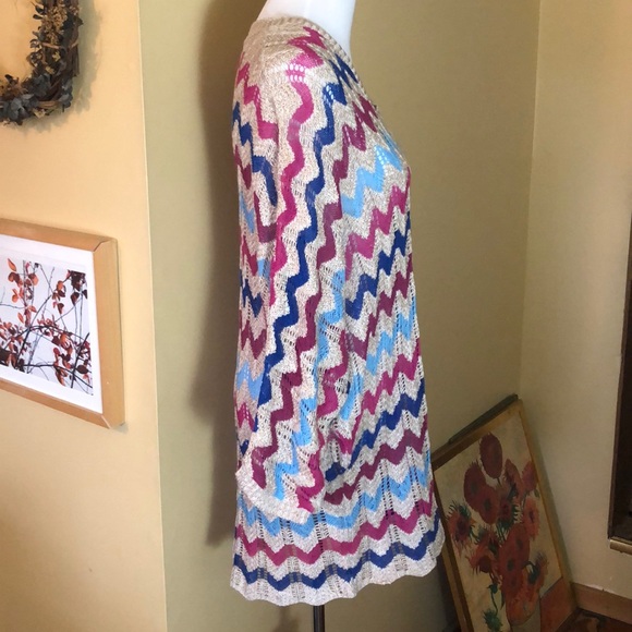 BISOU-BISOU Size Large OpenKnit Oversized Chevron V-Neck MISSONI Vibe $89 NEW - Picture 4 of 13